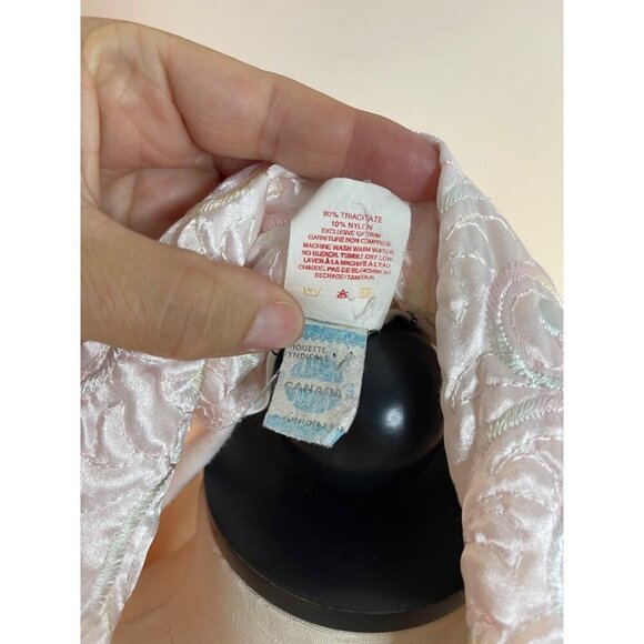 Diamond Tea Vintage Womens Robe Size Small Pink Fleece Belt Satin Trim - Picture 5 of 8